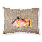 Caroline'S Treasures 8753Pillowcase Hog Snapper On Faux Burlap Fabric Standard Pillowcase, Large, Multicolor