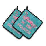 Caroline'S Treasures Welcome To The Trailer With Flamingos Pair Of Pot Holders 8757Pthd, 7.5Hx7.5W, Multicolor