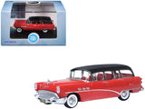 1954 Buick Century Estate Wagon Matador Red and Carlsbad Black with Red Interior 1/87 (HO) Scale Diecast Model Car by Oxford Die