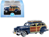 1942 Chrysler Town & Country Woody Wagon South Sea Blue with Wood Panels and Roof Rack 1/87 (HO) Scale Diecast Model Car by Oxfo