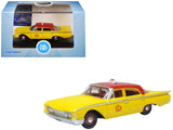 1960 Ford Fairlane Sedan NYC Taxi Yellow with Red Top and Interior 1/87 (HO) Scale Diecast Model Car by Oxford Diecast