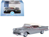 1957 Oldsmobile 88 Convertible (TopUp) Juneau Gray with White Top and Red Interior 1/87 (HO) Scale Diecast Model Car by Oxford
