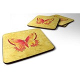 Caroline'S Treasures 8857Fc Butterfly On Yellow Foam Coasters (Set Of 4), 3.5 H X 3.5 W, Multicolor