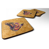 Caroline'S Treasures 8858Fc Butterfly On Gold Foam Coasters (Set Of 4), 3.5 H X 3.5 W, Multicolor