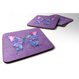 Caroline'S Treasures 8860Fc Butterfly On Purple Foam Coasters (Set Of 4), 3.5 H X 3.5 W, Multicolor