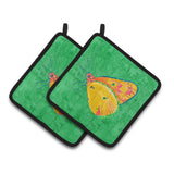 Caroline'S Treasures Butterfly Orange On Green Pair Of Pot Holders 8861Pthd, 7.5Hx7.5W, Multicolor