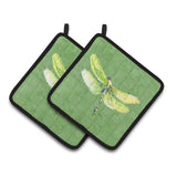 Caroline'S Treasures Dragonfly On Avacado Pair Of Pot Holders 8864Pthd, 7.5Hx7.5W, Multicolor