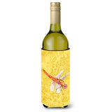 Dragonfly On Yellow Wine Bottle Beverage Insulator Beverage Insulator Hugger