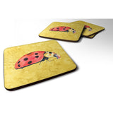 Caroline'S Treasures 8867Fc Lady Bug On Yellow Foam Coasters (Set Of 4), 3.5 H X 3.5 W, Multicolor