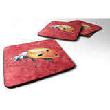 Caroline'S Treasures 8868Fc Lady Bug On Red Foam Coasters (Set Of 4), 3.5 H X 3.5 W, Multicolor