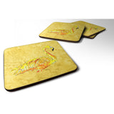 Caroline'S Treasures 8872Fc Flamingo On Yellow Foam Coasters (Set Of 4), 3.5 H X 3.5 W, Multicolor