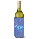 Flamingo On Slate Blue Wine Bottle Beverage Insulator Beverage Insulator Hugger