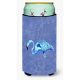 Flamingo On Slate Blue Tall Boy Beverage Insulator Beverage Insulator Hugger