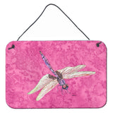 Caroline'S Treasures Dragonfly On Pink Aluminum Metal Wall Or Door Hanging Prints, 8 X 12