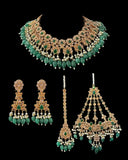BR500 Kafiya bridal set in golden / champagne stones and green beads ( READY TO SHIP )
