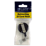 Retracting Id Card Reels, Swiveling Spring Clip With Snap-On Id Strap, Black (Set Of 12)