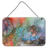 Caroline'S Treasures Brunette Mermaid Water Fantasy Wall Or Door Hanging Prints 8972Ds812, 8H X 12W, Multicolor