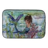 Caroline'S Treasures Brunette Mermaid Coral Fantasy Dish Drying Mat, 14 X 21, Multicolor