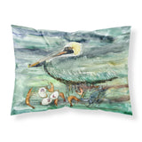 Caroline'S Treasures Watery Pelican, Shrimp, Crab And Oysters Fabric Standard Pillowcase 8978Pillowcase, Multicolor
