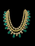 DNS199 Leila high quality ac kundan necklace with earrings in green ( READY TO SHIP )