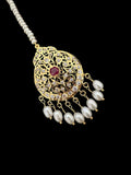 Ruby and zircon gold plated silver tika ( READY TO SHIP )