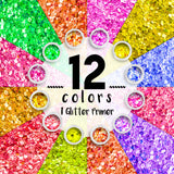 12 pack Neon Glitter + 1 glitter glue Chunky Cosmetic Holographic Glitter | Body, Face & Hair Safe