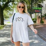 Parke Horizon Tee – Unisex Leopard Heart ECG Graphic T-Shirt