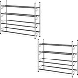 4-Tier Adjustable Freestanding Shoe Rack with Flat or Angled Shelves, Chrome Finish