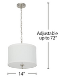 14"W Light Pendant Brushed Nickel Finish with Oatmeal Linen Shade