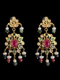 DLN121 Moissanite with Ruby emerald sapphire long set with earrings ( READY TO SHIP )