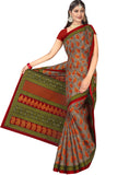 Tamaira Fashion Womens Plain Weave Pure Cotton Saree Without Blouse Piece(1354_Beige&Maroon)