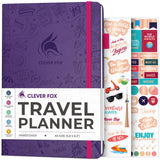 Clever Fox Travel Journal - Vacation & Trip Organizer with Budget Plan, Packing List, Travelling Expense Tracker, A5 (Purple)