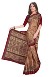 Tamaira Fashion Womens Plain Weave Pure Cotton Saree Without Blouse Piece(1456_Brownandmaroon)