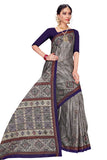 Tamaira Fashion Womens Plain Weave Pure Cotton Saree Without Blouse Piece(1456_Greyandblue)