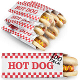 Stock Your Home Hot Dog Wrappers Foil Laminated Paper (100 Pack) Grease Resistant Red Checkered Hot Dog Sleeves Foil, Bulk Hot D