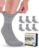 Pembrook Bamboo Viscose Diabetic Socks for Women & Men - 6 Pairs Ankle Socks for Swollen Feet | Neuropathy Socks | Stretch Top M