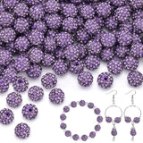 100 pcs 10mm Rhinestone Beads for Jewelry Making, Purple Shiny Round Shamballa Disco Beads Bulk, Sparkle Crystal Clay Christmas