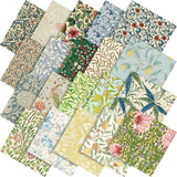 Tudomro 60 Pcs William Morris Flower Quilting Fabric Square 10 x 10 Inch Fat Quarter Cotton Vintage Floral Fabric Bundle Retro L