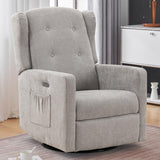 Ketaiyou Power Swivel Rocking Recliner Chair, Electric Rocker Nursery Glider Chair, USB and Type-C Ports, Upholstered Fabric Rec