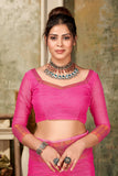 Lymio Saree For Women (Rachitaa) (Pink)
