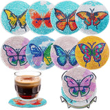 Butterfly Diamond Art Coasters Kit for Adults, 8PCS DIY Diamond Painting Craft Set with Holder, Gem Art Mosaic Coasters, Diamond