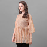 Wedani Women'S Casual Bell Sleeves Top (Medium Peach),Peach,M,Polyester,Casual,