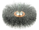 Weiler 17615 3 Narrow Face Stem-Mounted Crimped Wire Wheel, .008 Steel Fill, 1/4 Stem, Made in the USA