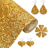 Greatdiy Sparkly Gold Chunky Glitter Faux Leather Roll 12 x 52 inch Shiny Solid Color Fall Fabric for Bows Crafts Earrings (1601