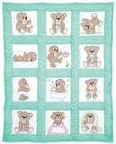 Jack Dempsey Needle Art Teddy Bears Nursery Quilt Blocks, White, 9 by 9Inch