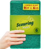 DecorRack 6 X-Large Scouring Pads 9 x 6 Extra Large Dish Pad for Heavy Duty Cleaning, 100% Bigger Than Standard Size (6 Pack)