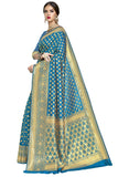 Glory Sarees Womens Jacquard Art Silk Kanchipuram Saree (Kara115Firozi_Firozi)