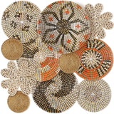 11 Pcs Boho Hanging Wall Basket Decor Handmade Woven Basket Wall Decorative Boho Wicker Baskets Placemats Round Farmhouse Bulrus