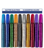 Tassel Toppers 10 Pack - Non-Toxic Washable Glitter Glue Stick Set, Glitter Glue Gel Pens for Art Projects, Grad Caps Assorted C