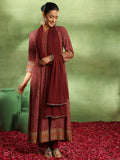 Libas Women'S Viscose Rayon Printed Kurta Set (49424, Maroon, Xs